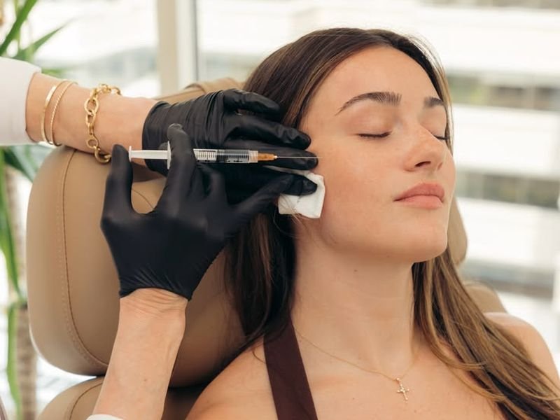 Wrinkle relaxer injection at the temple